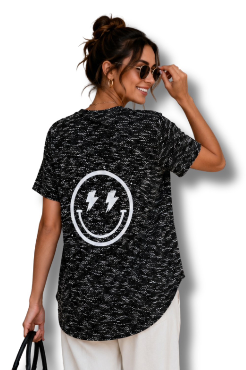 T-Shirt Happy Knitted Black