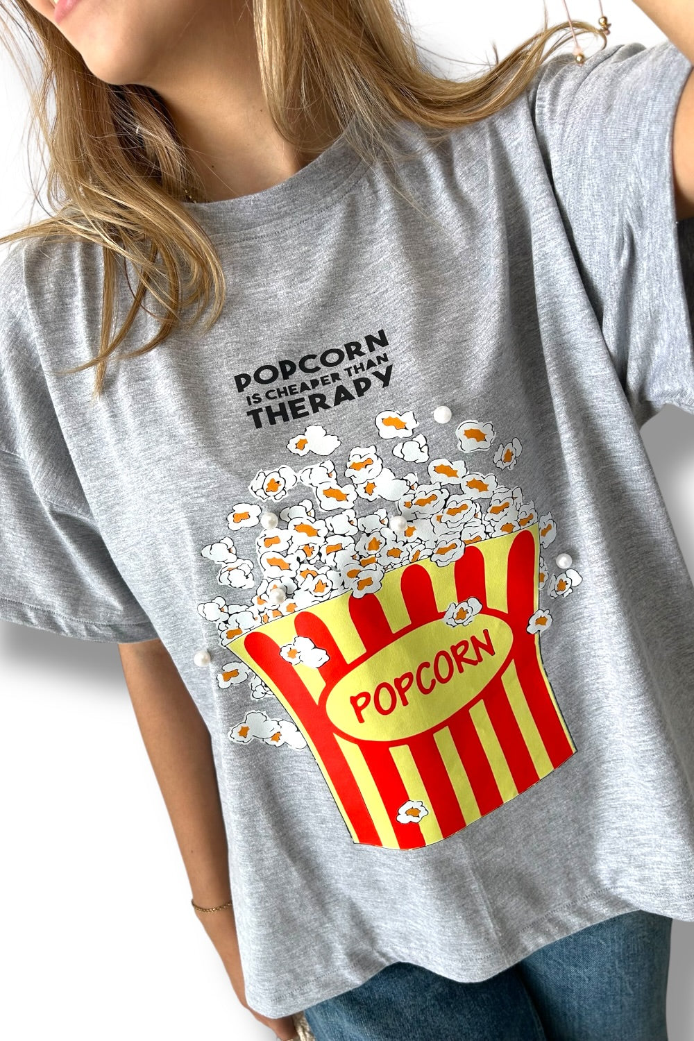 T-Shirt Oversize Gray Popcorn