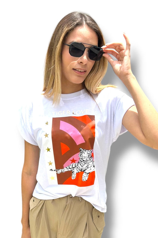 T-Shirt White Tiger Love