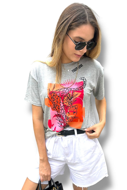T-Shirt Grey Tiger Love