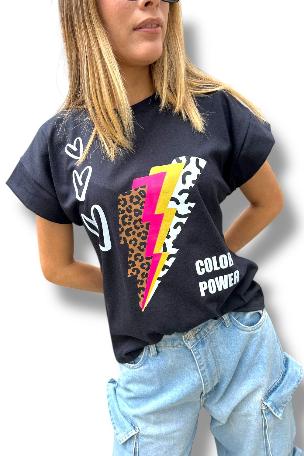 T-Shirt Black Color Power