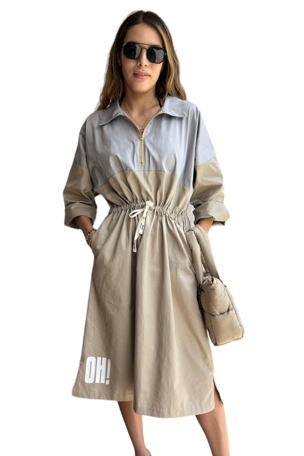 Vestido Grey & Beige