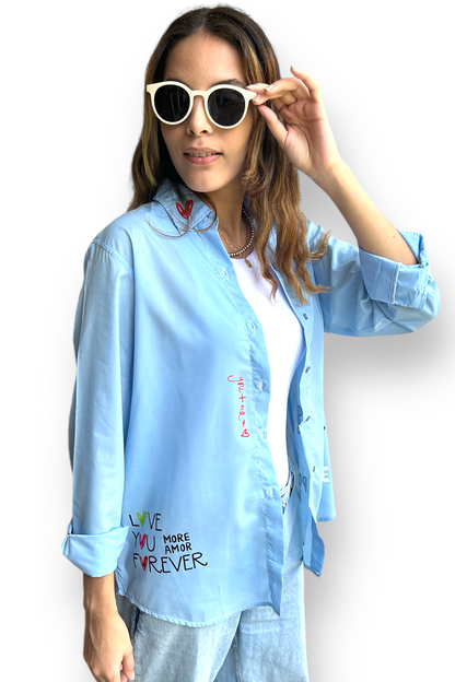 Blusa Blue Happy Face