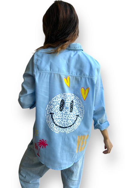 Blusa Blue Happy Face