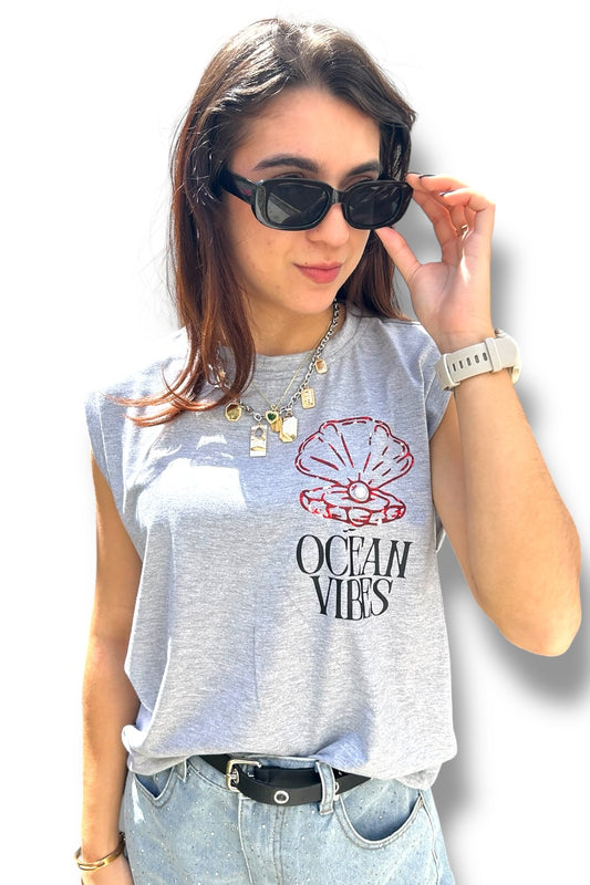 T-Shirt Gray Ocean Vibes
