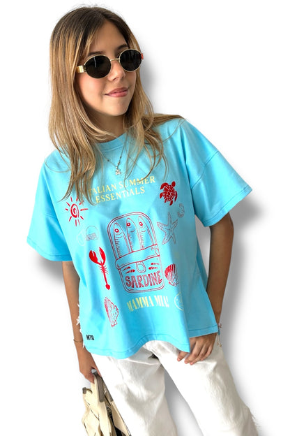T-Shirt Oversize Blue Sardine