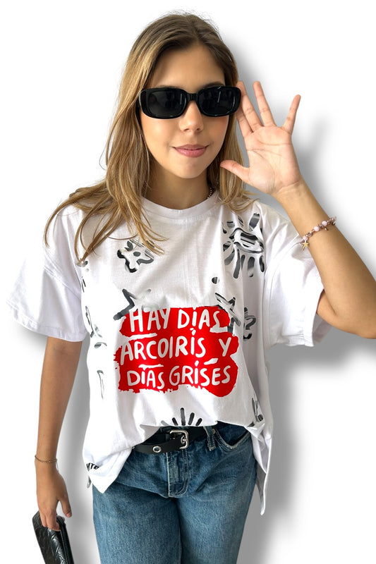 T-Shirt Oversize Arcoiris Gris