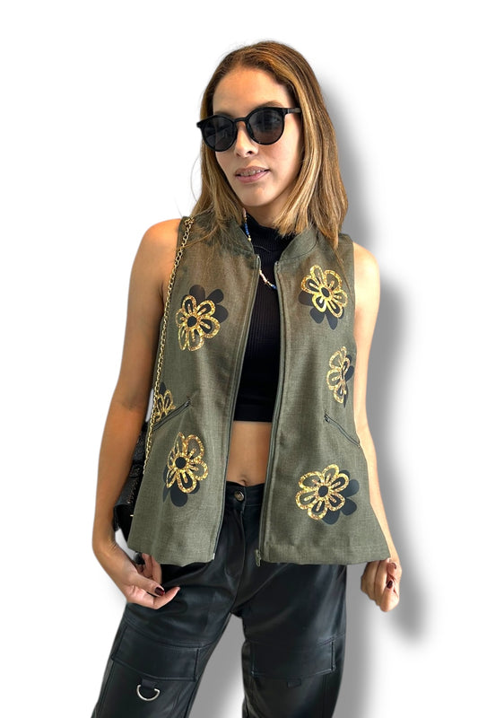 Chaleco Gold Flowers