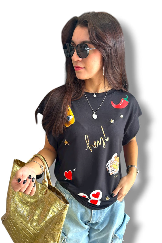 T-Shirt Black Hey!