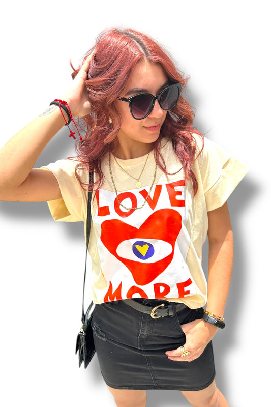 T-Shirt Love More Yellow White