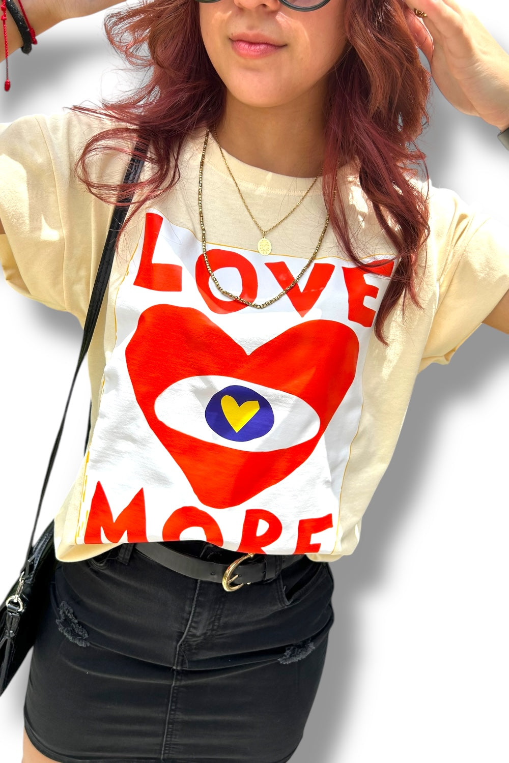 T-Shirt Love More Yellow White