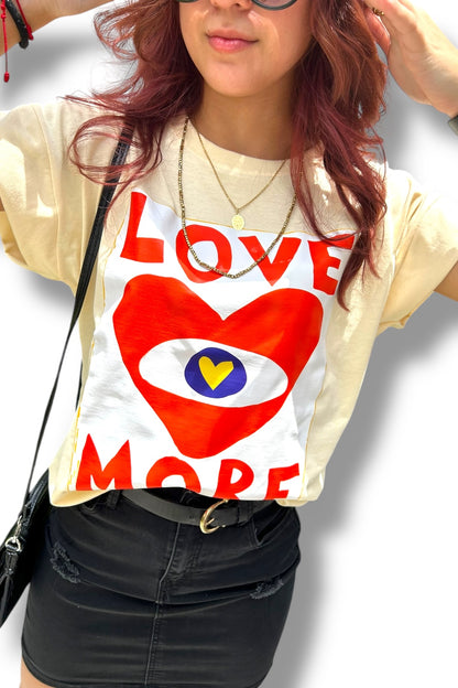 T-Shirt Love More Yellow White