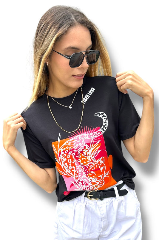 T-Shirt Black Tiger Love