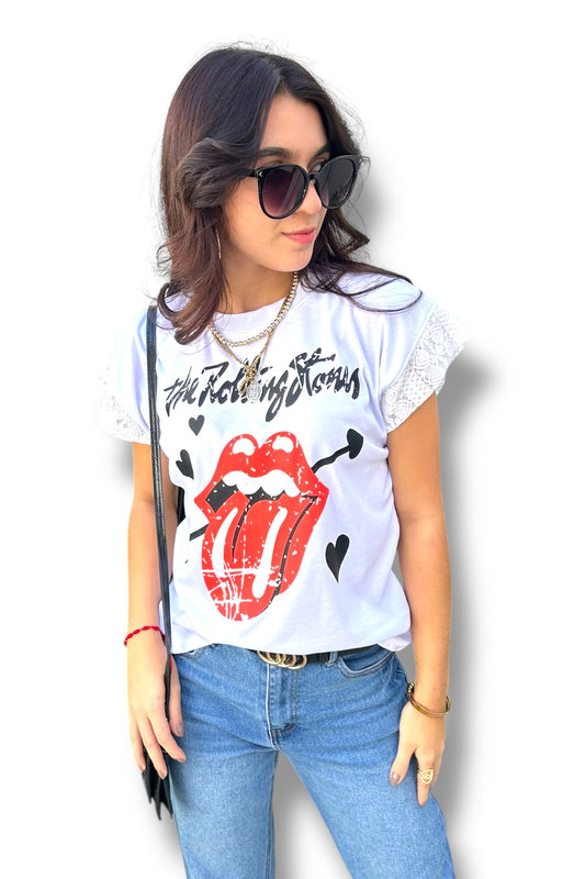 T-Shirt White Rolling Stones