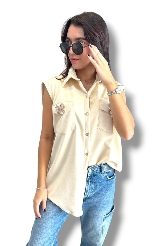 Blusa Beige Bows