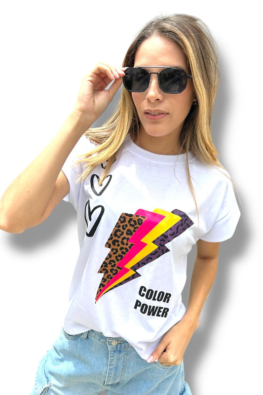T-Shirt White Color Power