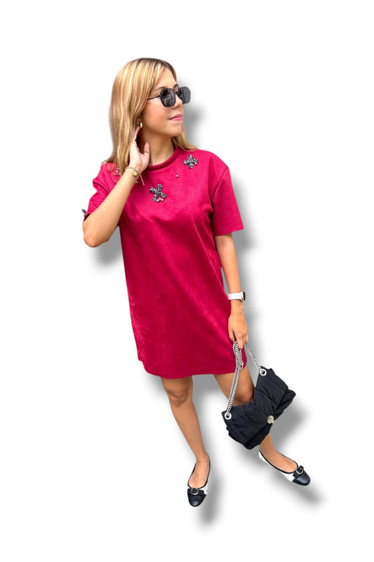 Vestido Red Shiny Bows