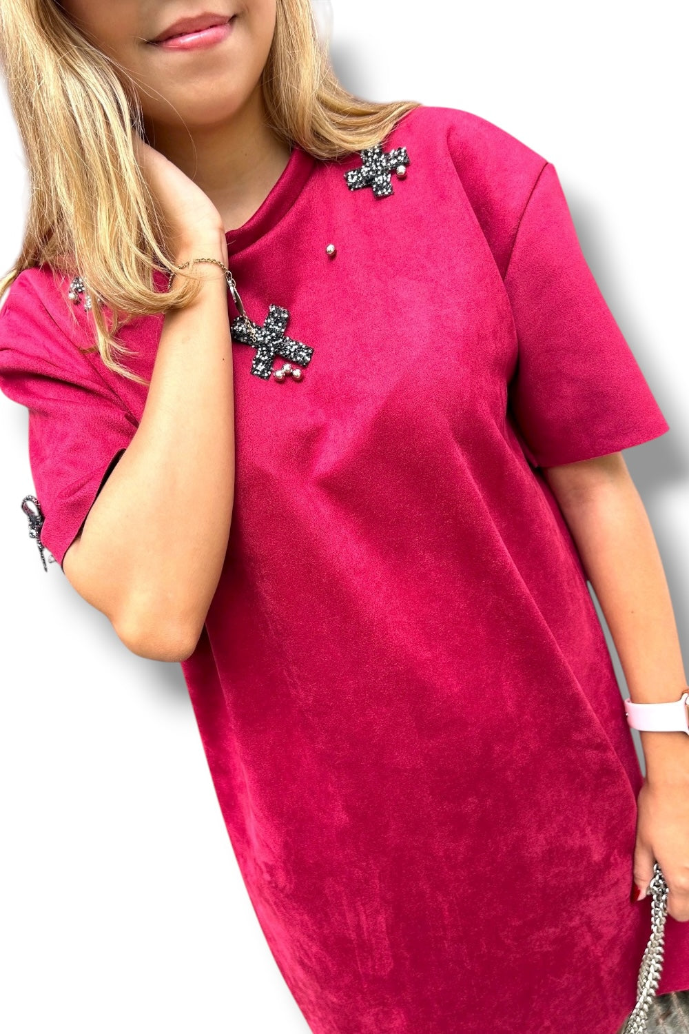 Vestido Red Shiny Bows