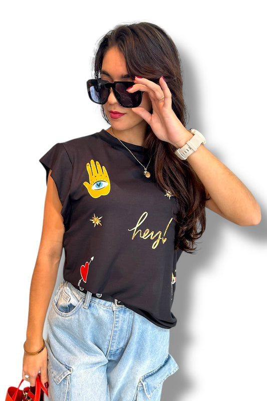 T-Shirt Black Hey!