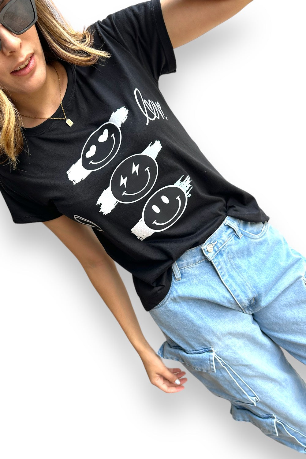 T-shirt Black Happy