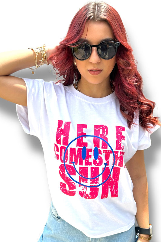 T-Shirt Happy Face White