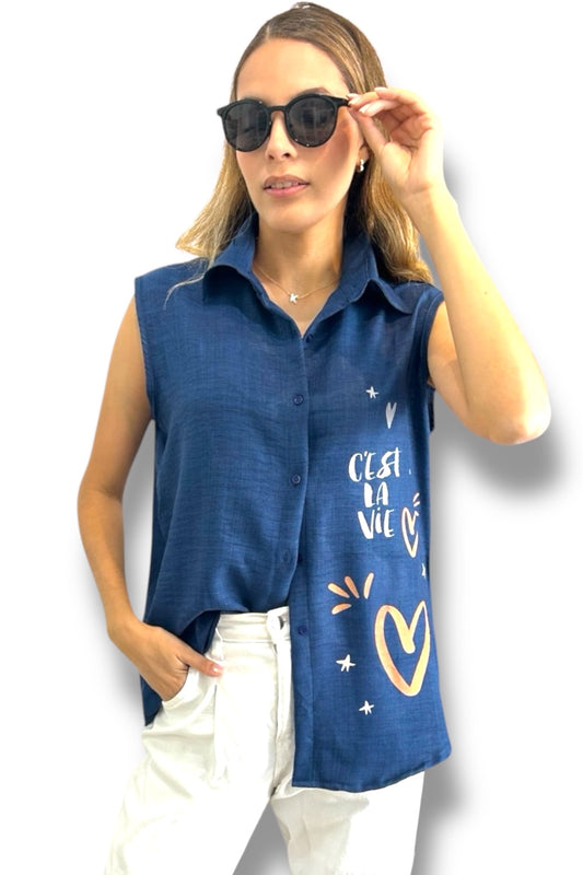 Blusa C`est La Vie Blue