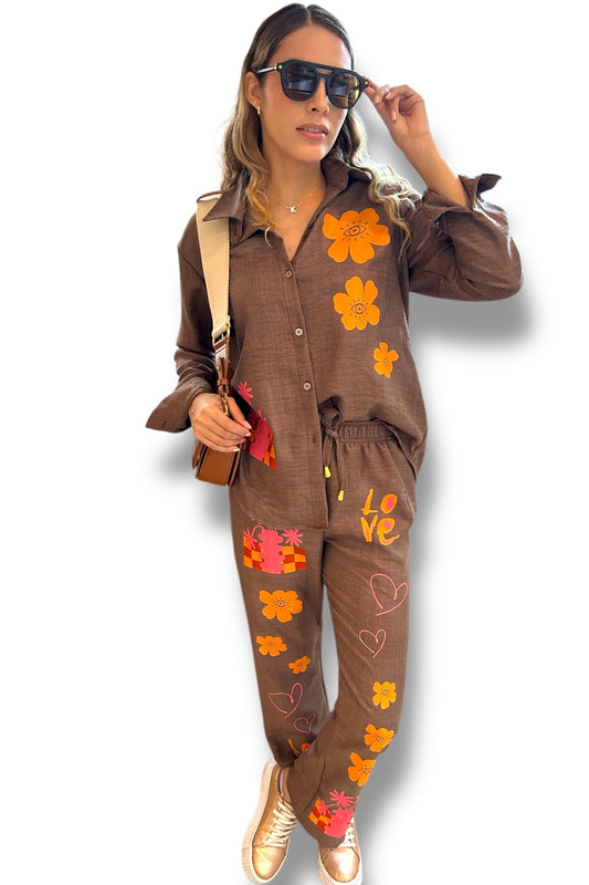 Conjunto Orange Flowers