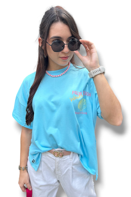 T-Shirt Oversize Beach Club Blue